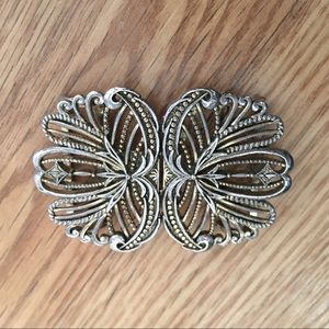 Vintage‎ IRIS Gold Tone Metal Statement Belt Buckle